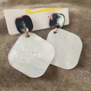 Elegant White and Blue Earrings